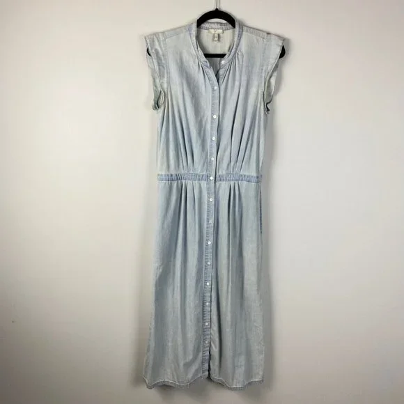 Joie Dresses Joie Awel Sleeveless Buttonfront Chambray Midi